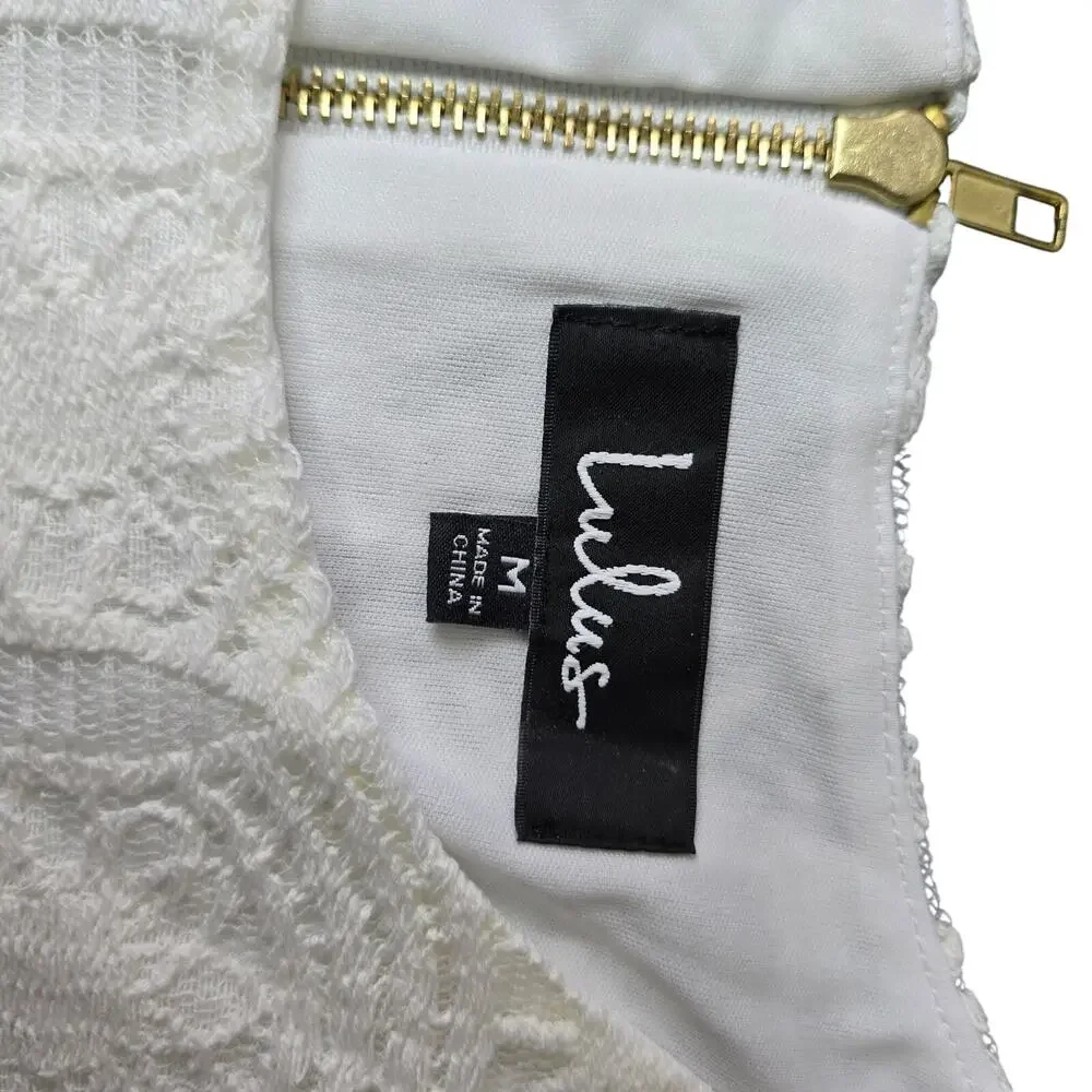 Lulu's Love You for Eternity Ivory Lace Mini Dress Sz M - Picture 6 of 9